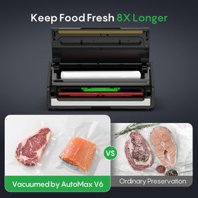 FRESKO sealer with built-in cutter and bag storage for easy prep.