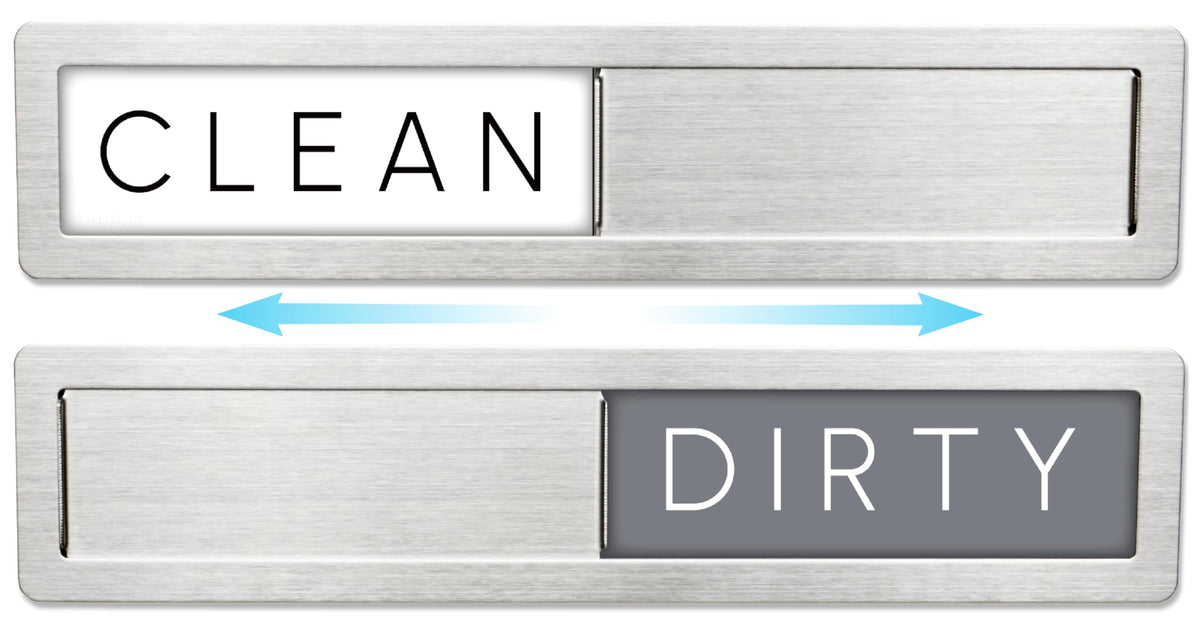 FridayVibez stainless steel dishwasher magnet front view showing Clean/Dirty status for quick checks.