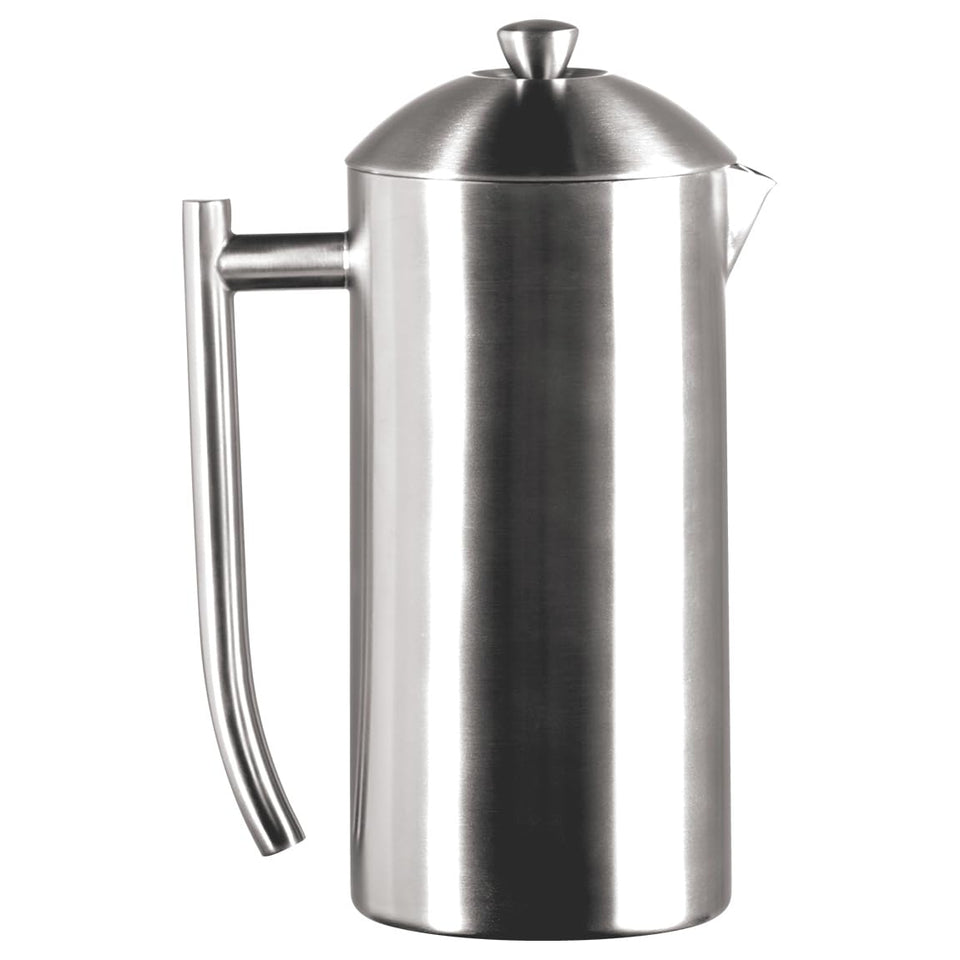 Frieling brushed stainless steel French press promises a smooth, sediment-free coffee experience
