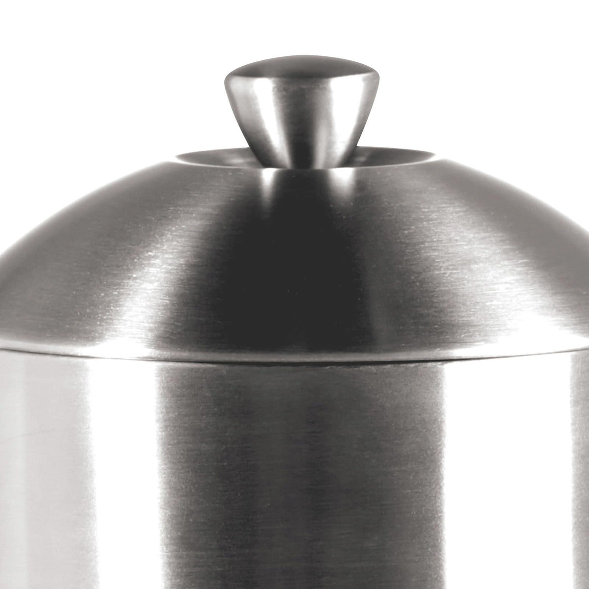 Frieling dishwasher-safe, durable press in a brushed finish for easy cleanup
