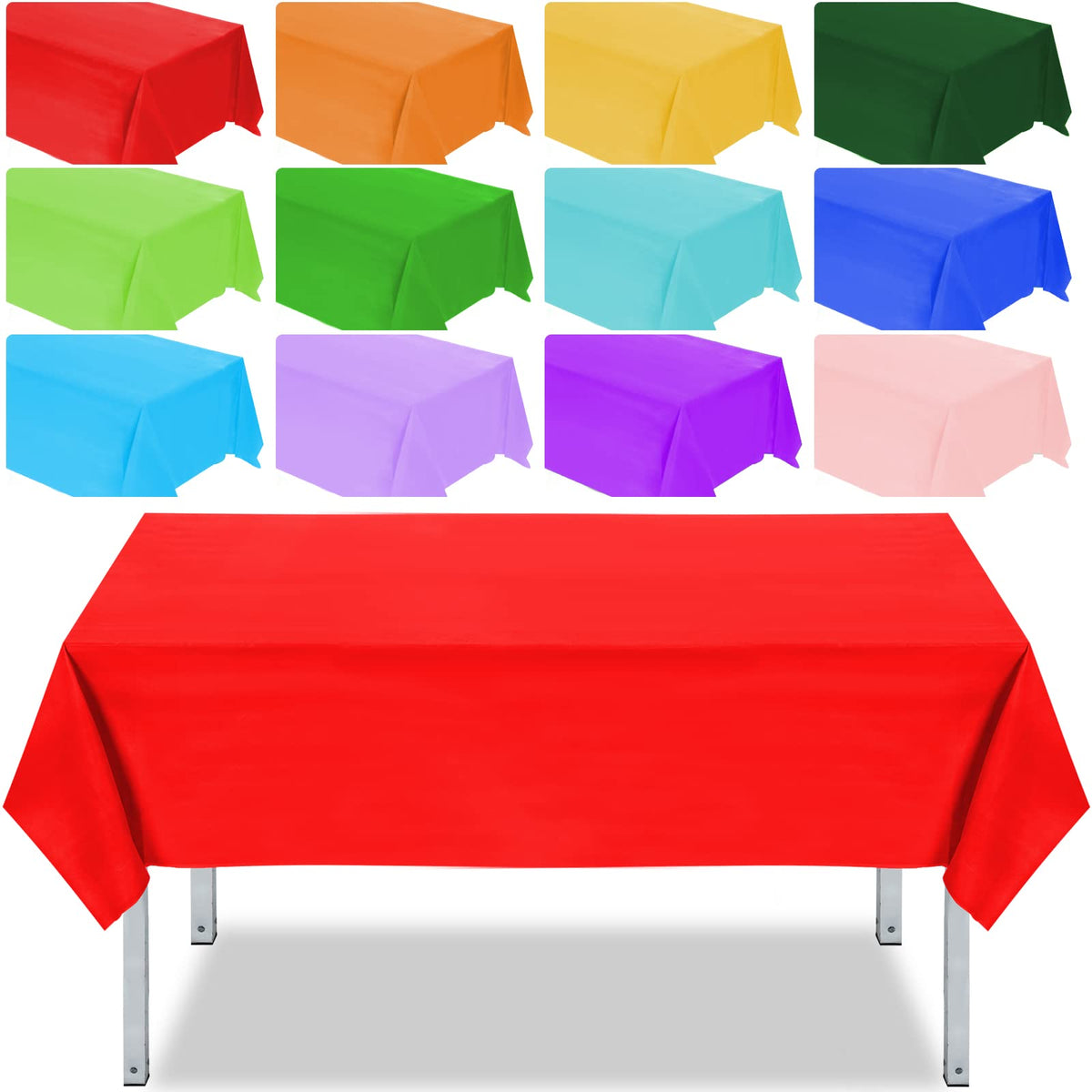 Frienda 12-color rectangle tablecloth for quick party setup