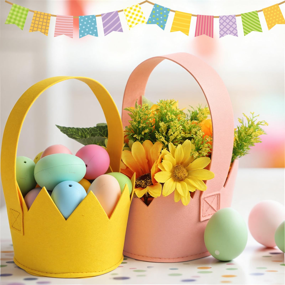 Frienda six-color set of felt Easter baskets for sharing