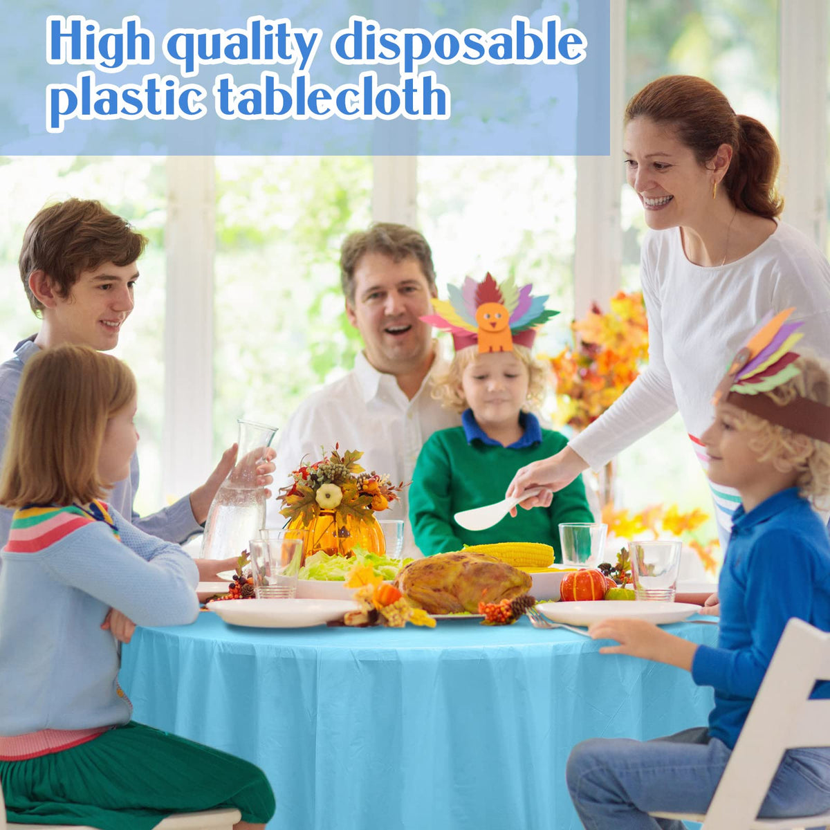 Frienda color assortment tablecloths for fast party styling.