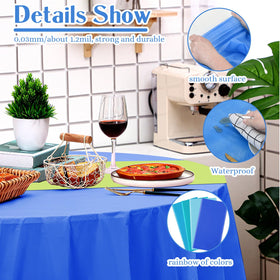 Frienda dark blue 84in round cloth for elegant parties, stain resistant.