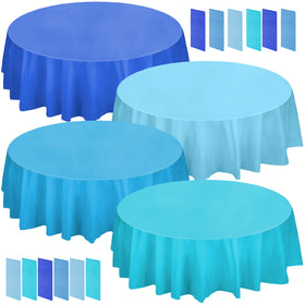 Frienda round tablecloth 84in light blue for festive tables, waterproof and disposable.