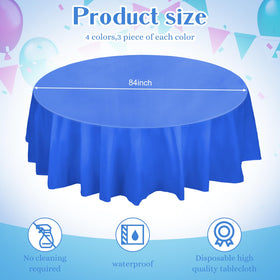 Frienda 84in sky blue round tablecloth ideal for birthdays and events.