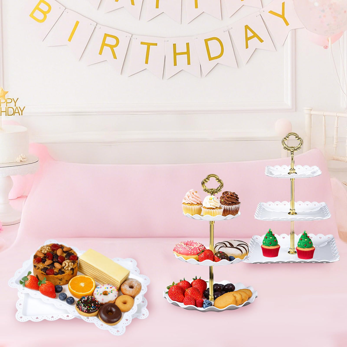 Frigg dessert table stand three-tier round trays 5.8 inch, smooth and stylish.