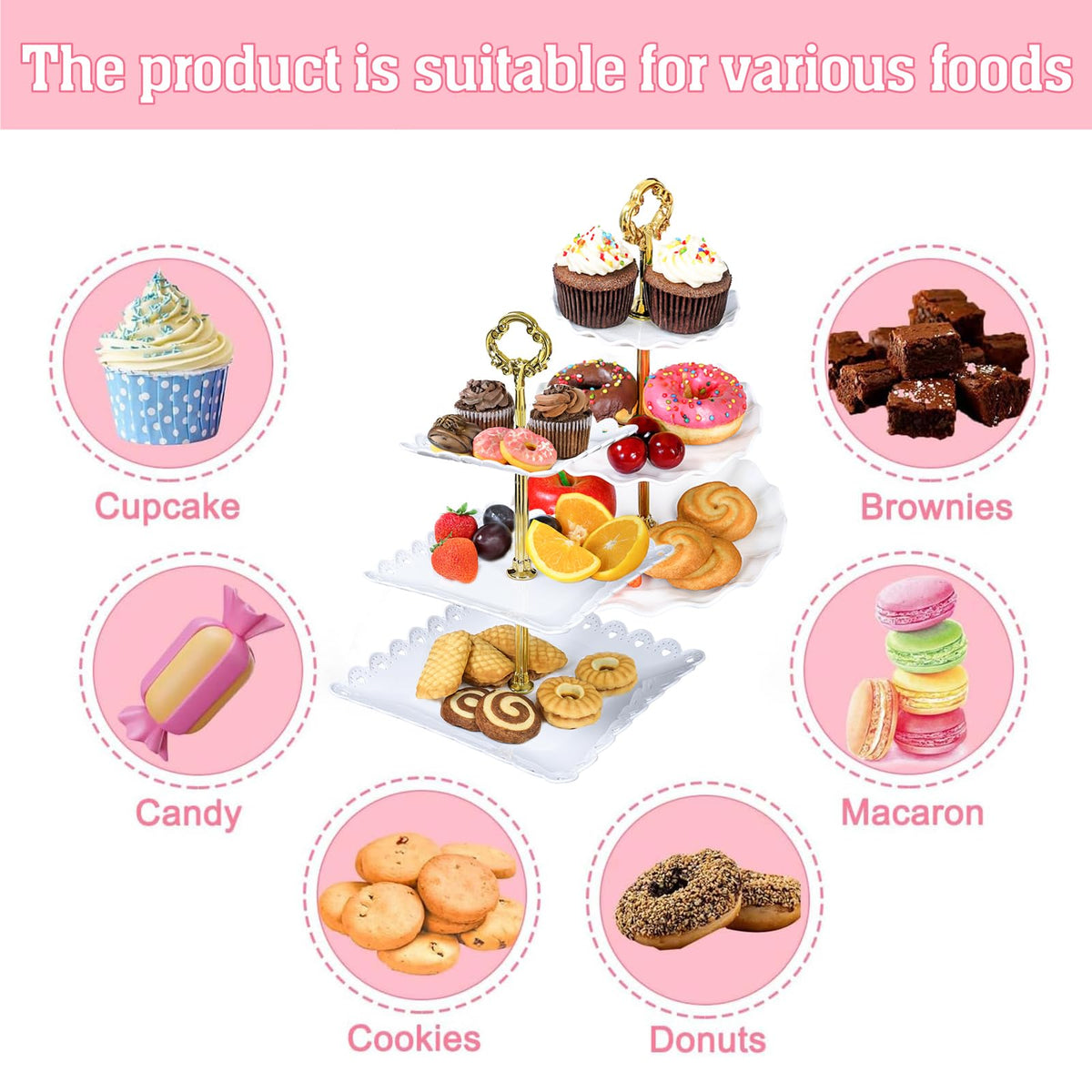Frigg dessert table stand round trays 9.6 inch, creates height dimensionality.