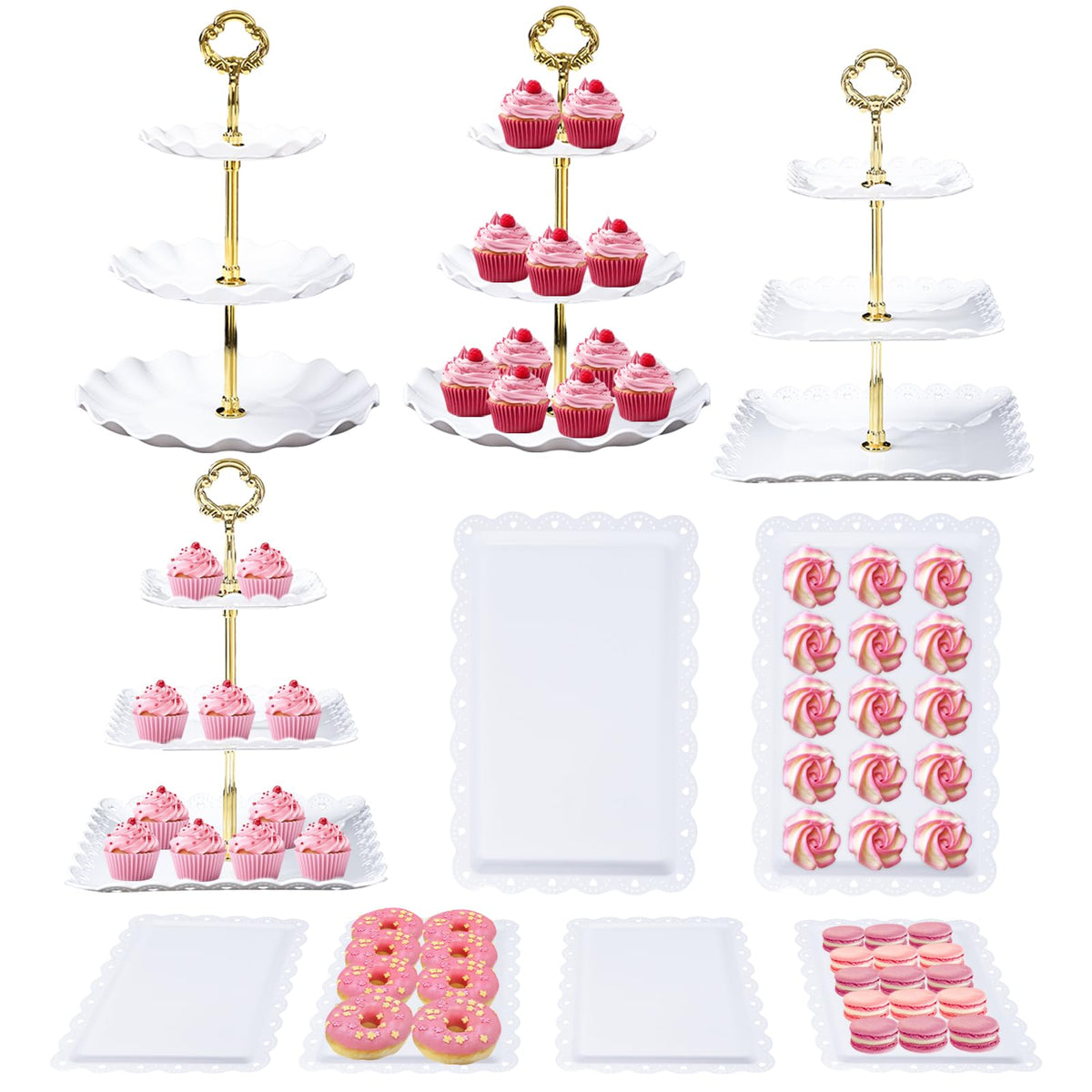Frigg dessert table stand set: elegant white and gold centerpiece for weddings