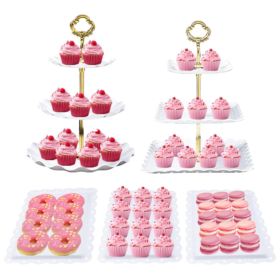 Frigg dessert table set three-tier stand with square trays in 5.8 inch, elegant centerpiece option.