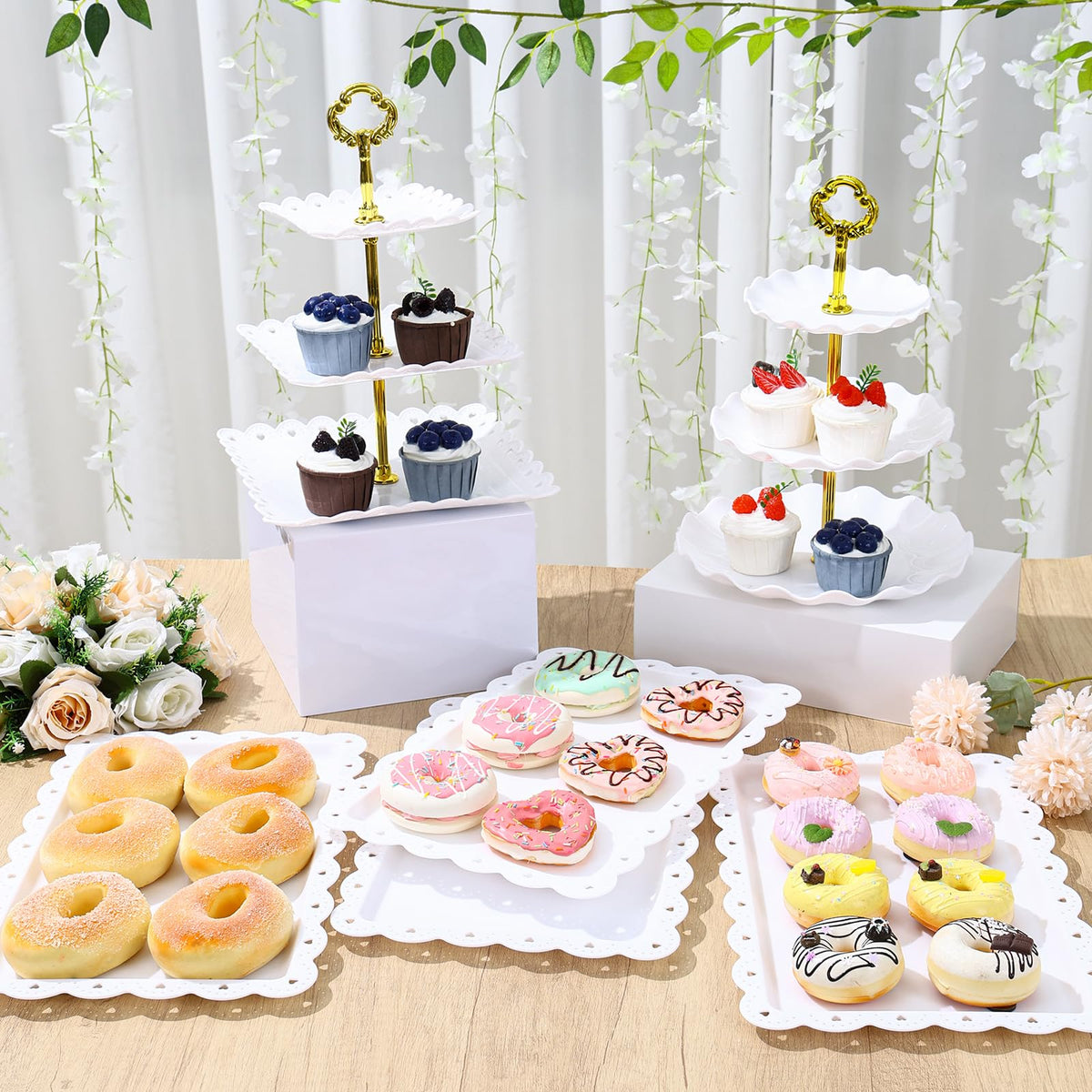 Frigg dessert table stand three-tier square trays 9.6 inch, dramatic elevated presentation.