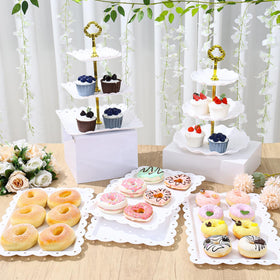 Frigg dessert table stand three-tier square trays 9.6 inch, dramatic elevated presentation.