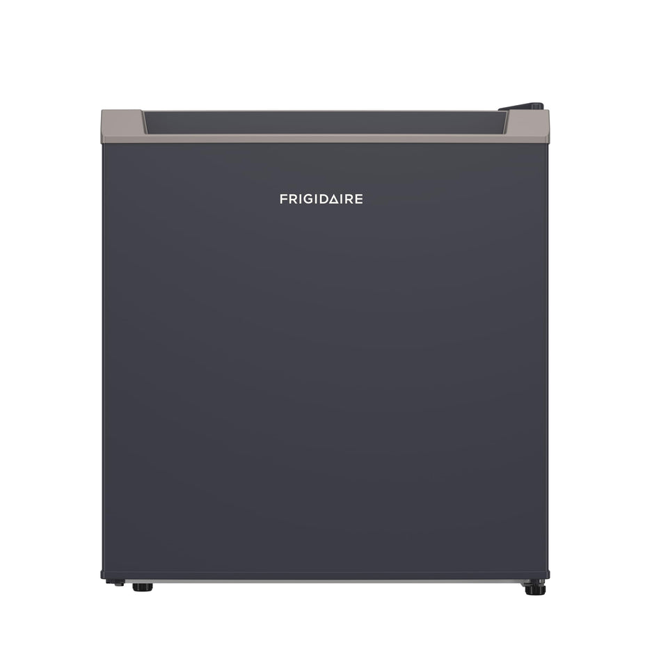 Frigidaire 1.6 cu ft compact fridge front view in black for stylish small-space cooling
