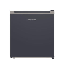 Frigidaire compact fridge interior shelves organized for bottles and snacks