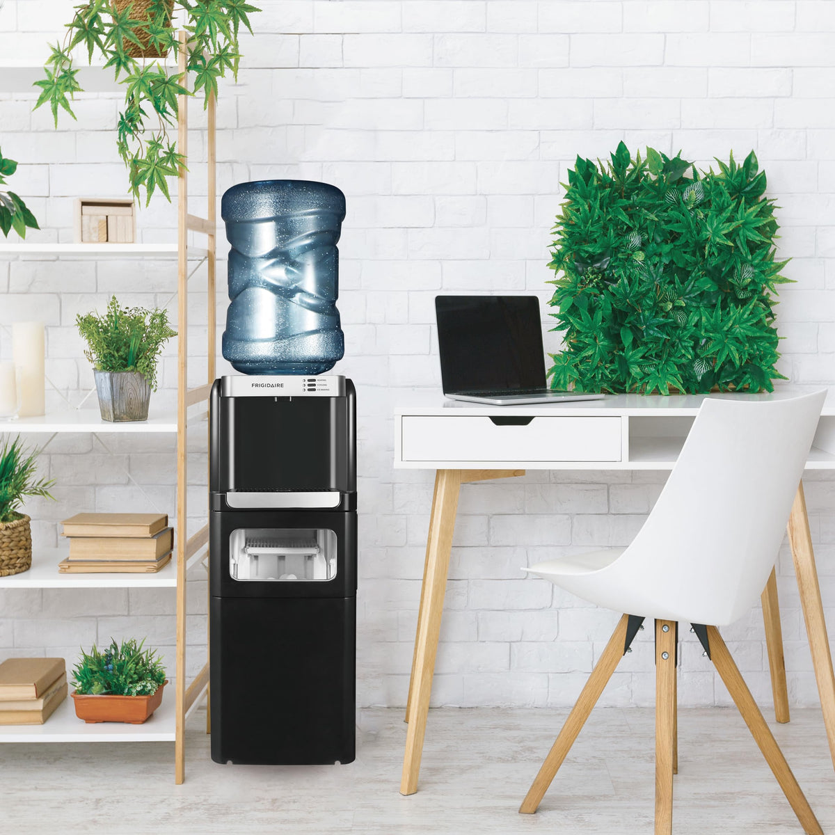 Frigidaire 3-in-1 built-in ice maker detail showing bullet ice output for parties