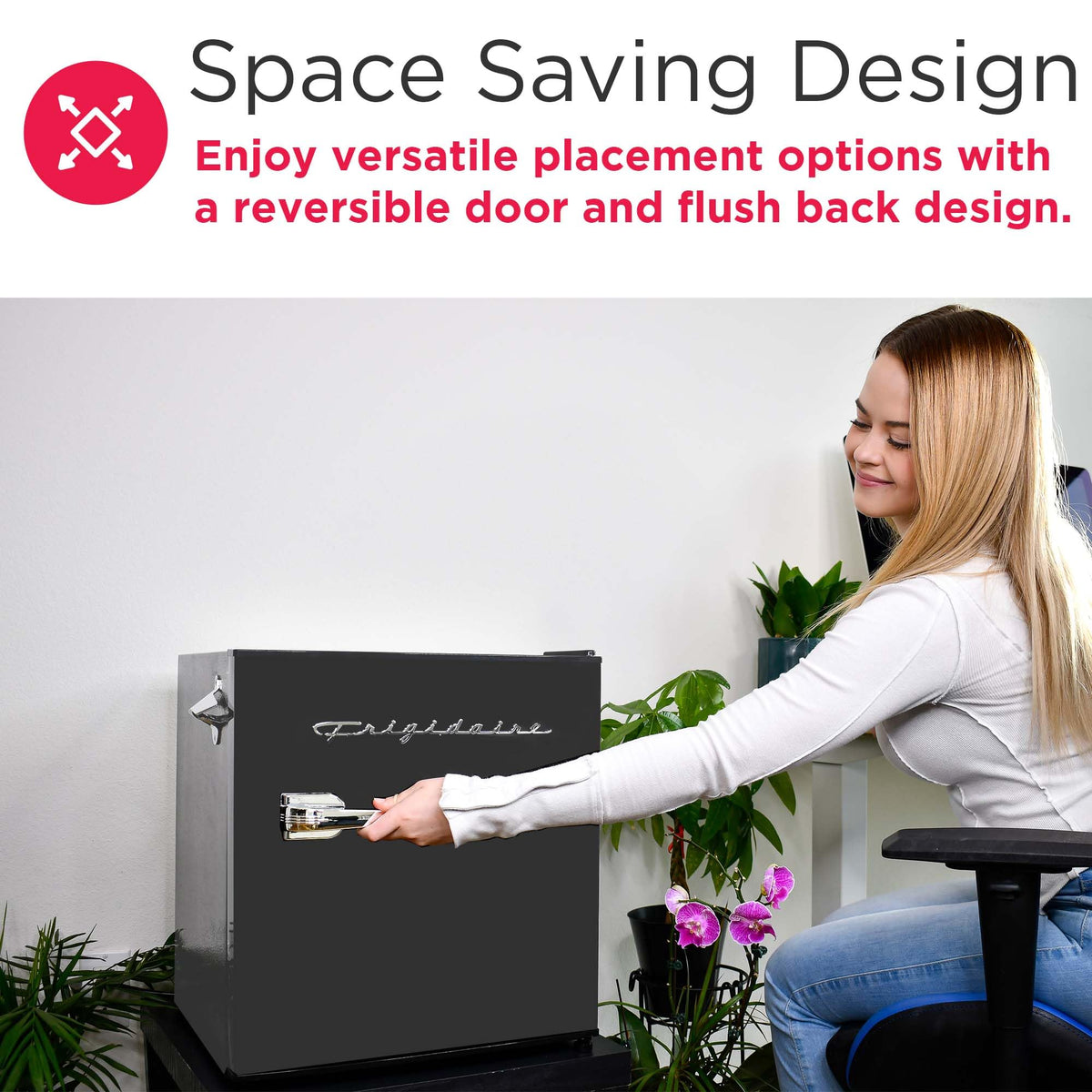 Frigidaire black retro mini fridge dorm office use ideal for small spaces.