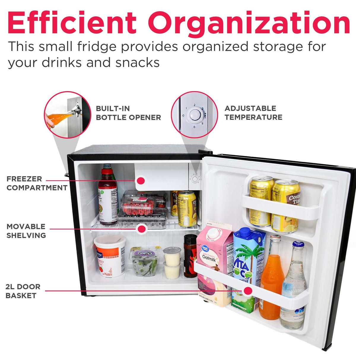 Frigidaire black retro mini fridge flush-back design fits neatly in tight spaces.