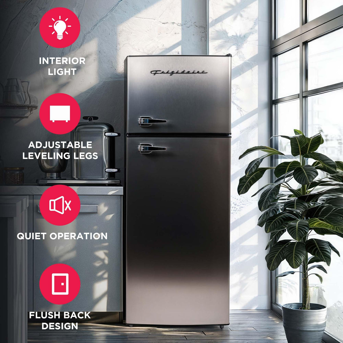 Frigidaire crisper drawer keeps vegetables fresh and visible.