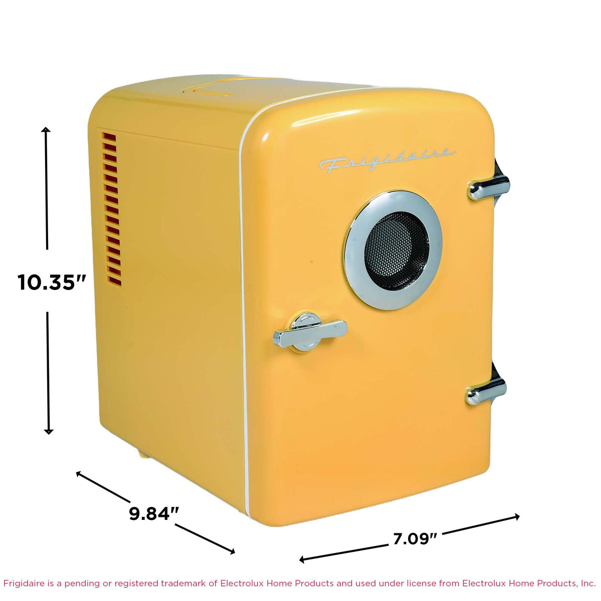 Portable Frigidaire Curtis EFMIS151 with handle for easy transport.