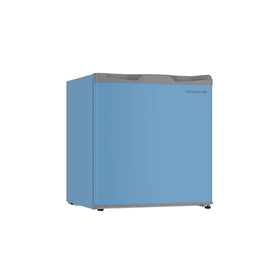 Frigidaire EFR115 blue front view showing compact dorm-friendly fridge with space-saving storage
