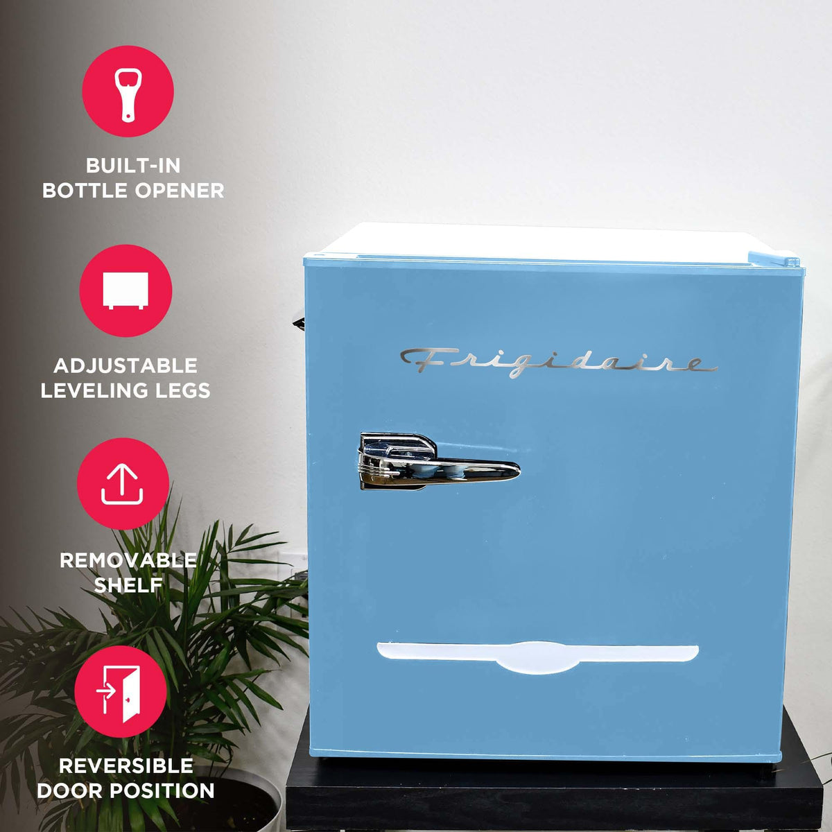 Frigidaire EFR176 blue chiller compartment and ice tray for frosty drinks.