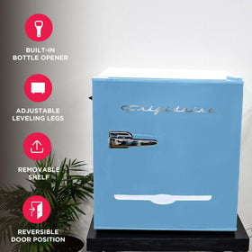 Frigidaire EFR176 blue chiller compartment and ice tray for frosty drinks.