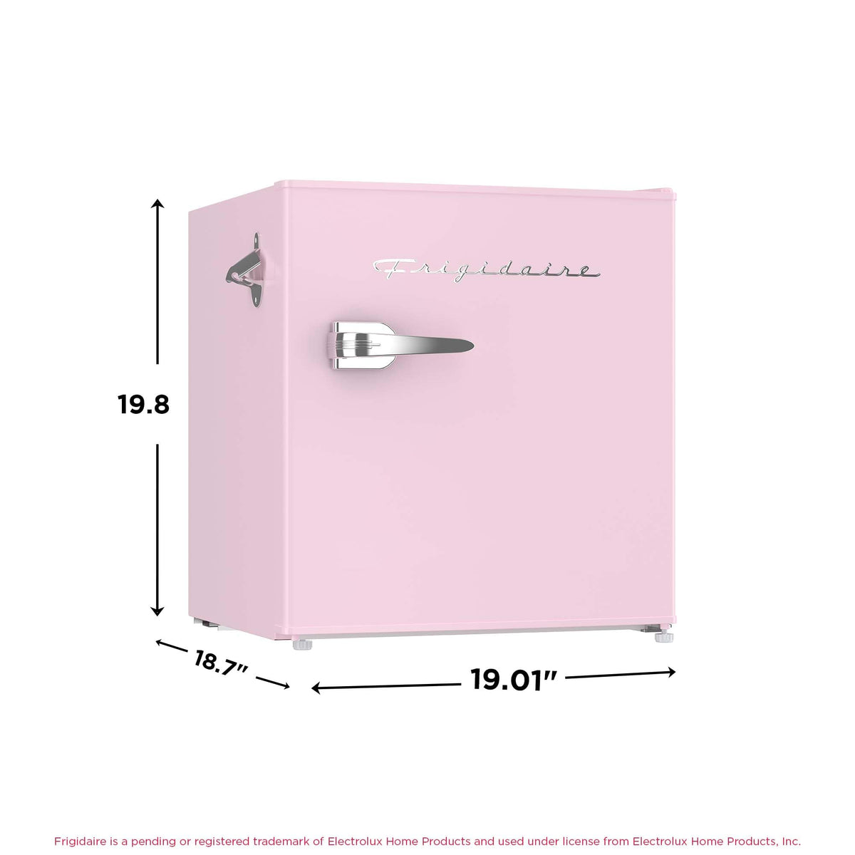 Frigidaire EFR176 pink chiller compartment with ice tray offers quick cooling.