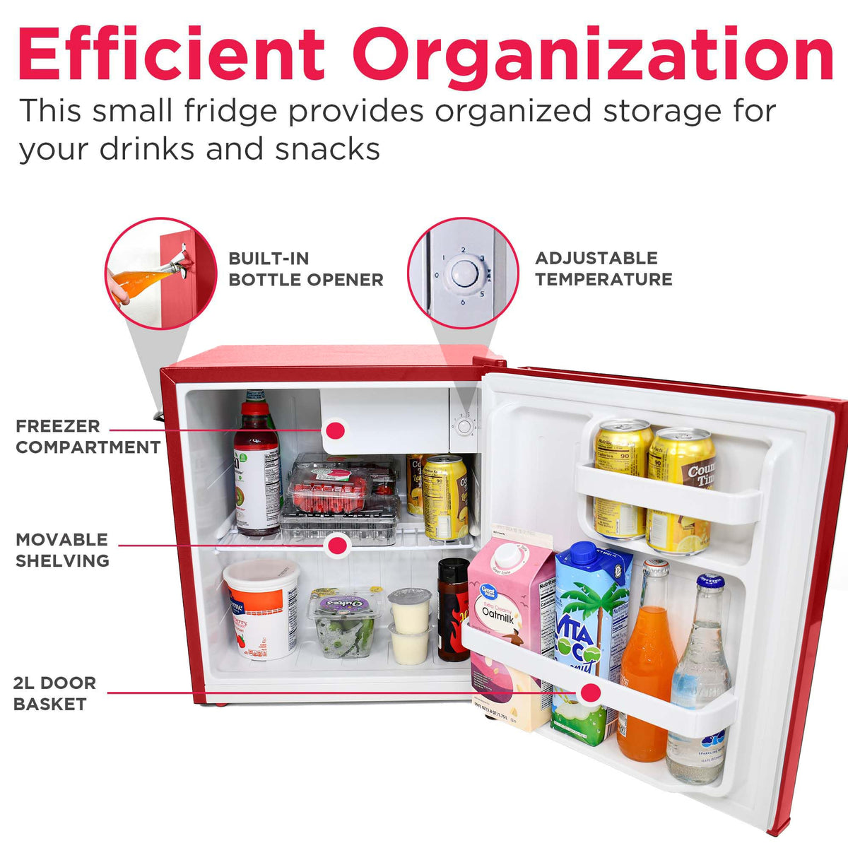 Frigidaire EFR176-RED interior wire shelf enables organized storage.