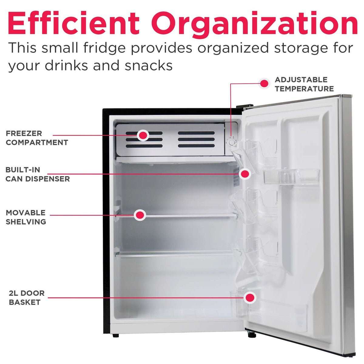 Dairy and bottle racks keep beverages organized in Frigidaire EFR285-6COM.