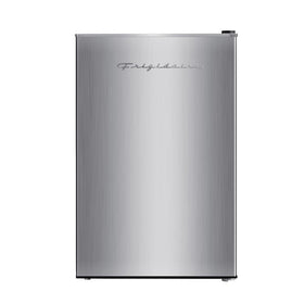 Frigidaire EFR323 compact fridge front view in stainless steel for small spaces.