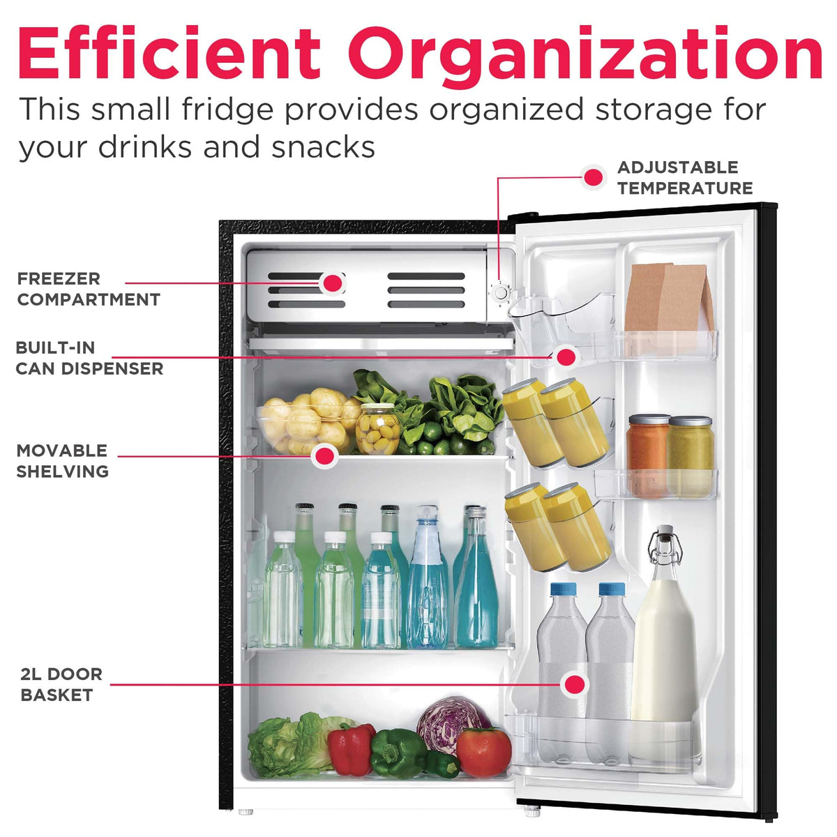 Frigidaire EFR331 2L bottle storage for beverage organization