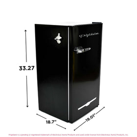 Frigidaire EFR376-BLACK can dispenser keeps cans tidy.