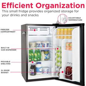 Frigidaire EFR376-BLACK freezer compartment keeps ice ready.