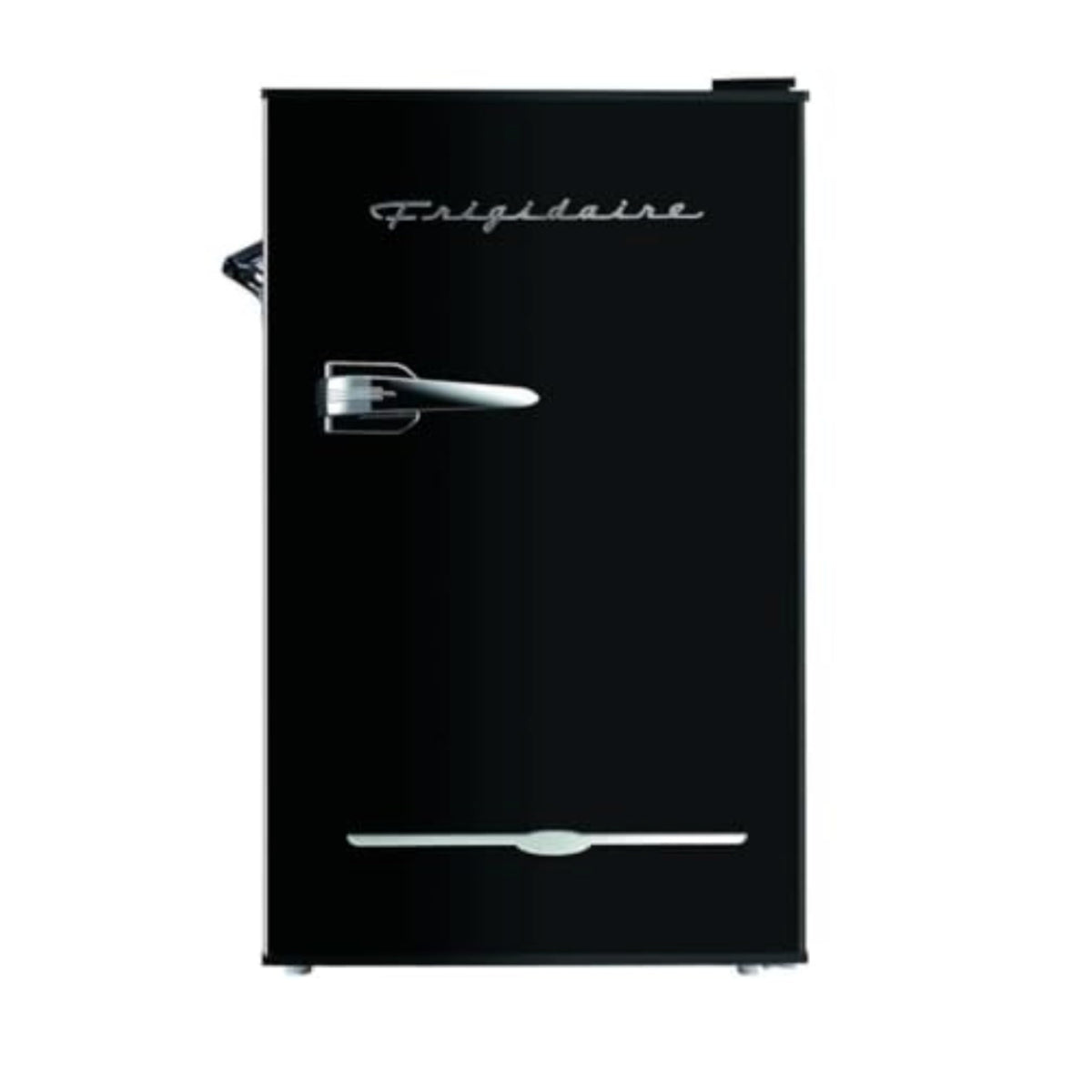 Frigidaire EFR376-BLACK retro fridge front view showing compact design for small spaces.