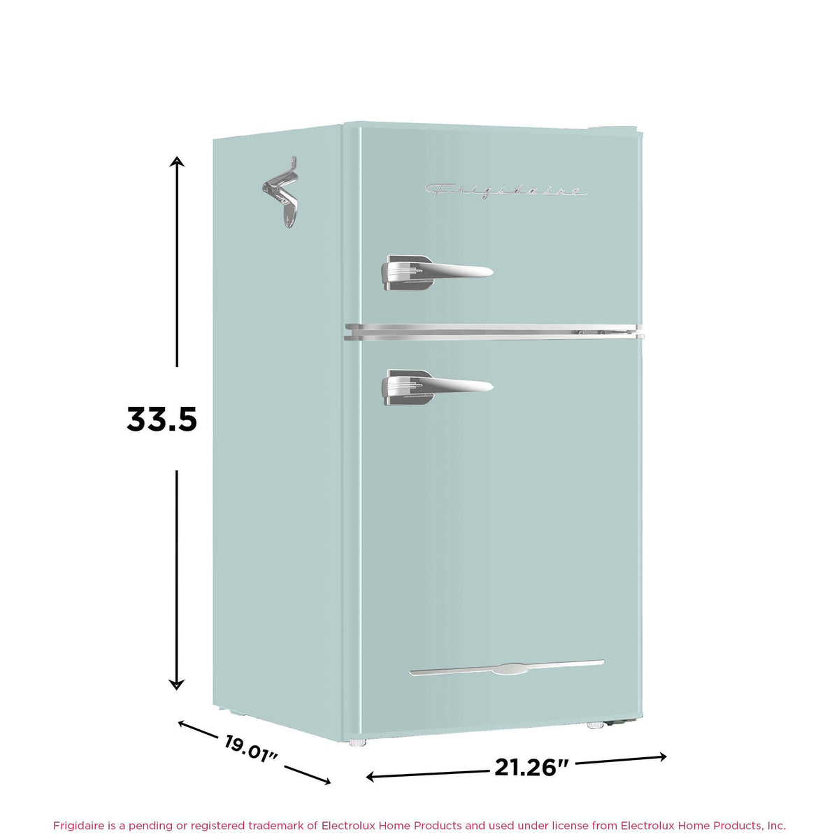 Frigidaire EFR840 mint door detail highlighting stylish design.
