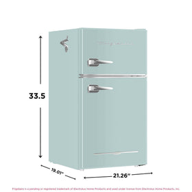 Frigidaire EFR840 mint door detail highlighting stylish design.