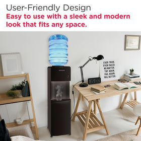 Frigidaire EFWC498 compatible with 3 or 5 gallon bottles for flexibility.