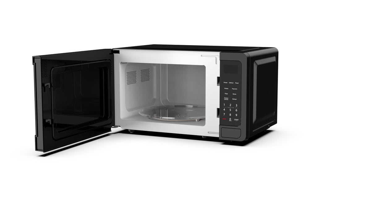 Frigidaire EMW736BLK interior view with turntable for even heating