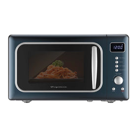 Frigidaire EMW788RETRO azure front view highlights compact retro design for small kitchens