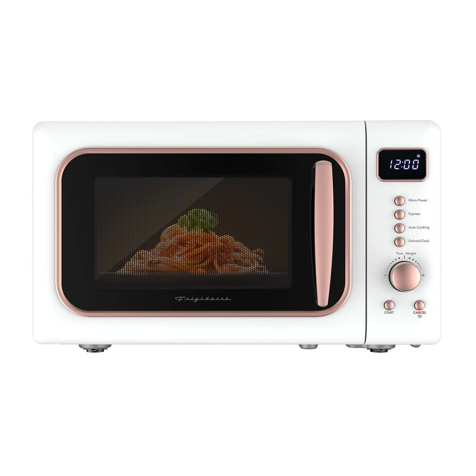 Frigidaire EMW788RETRO front view, compact retro microwave ideal for small kitchens.