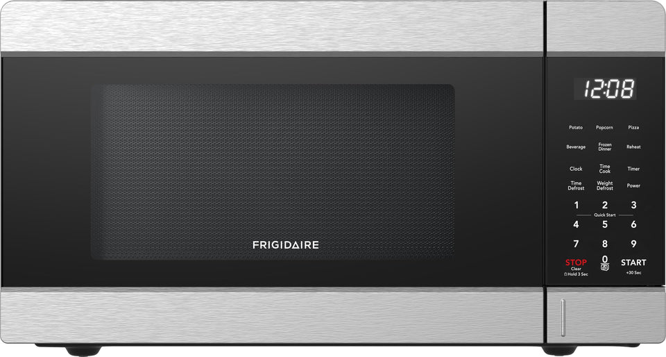 Frigidaire EMW959 microwave front view highlights compact, space-saving design