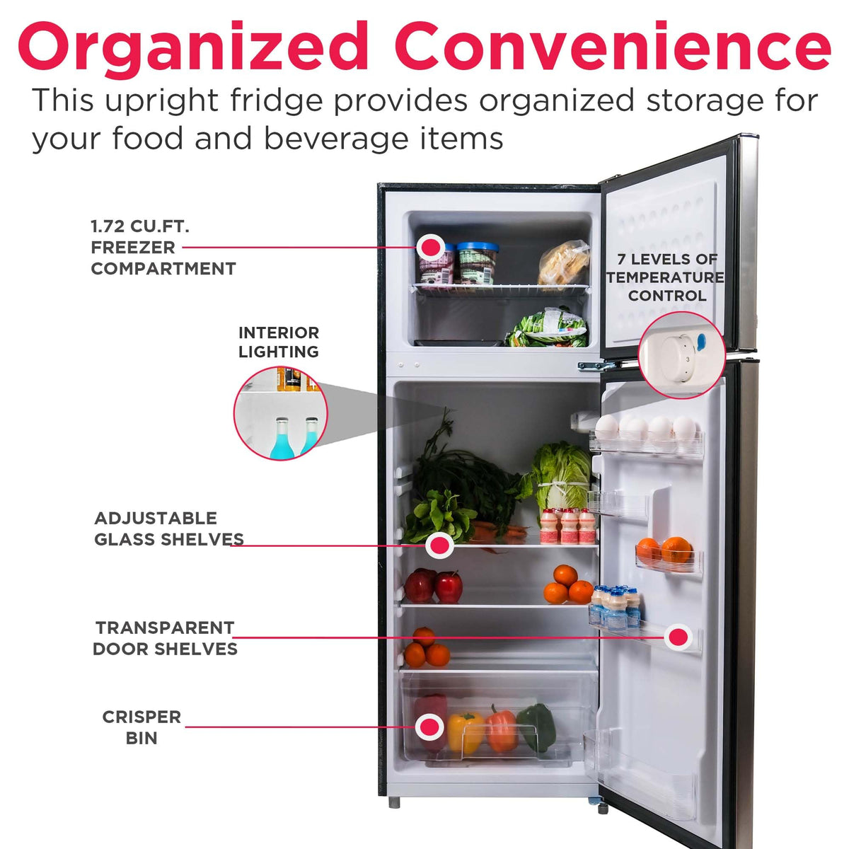 Frigidaire freezer interior light helps locate frozen items.