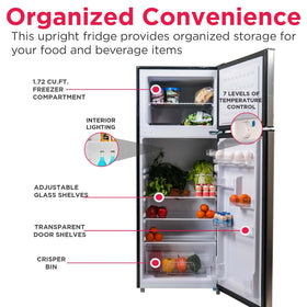 Frigidaire freezer interior light helps locate frozen items.