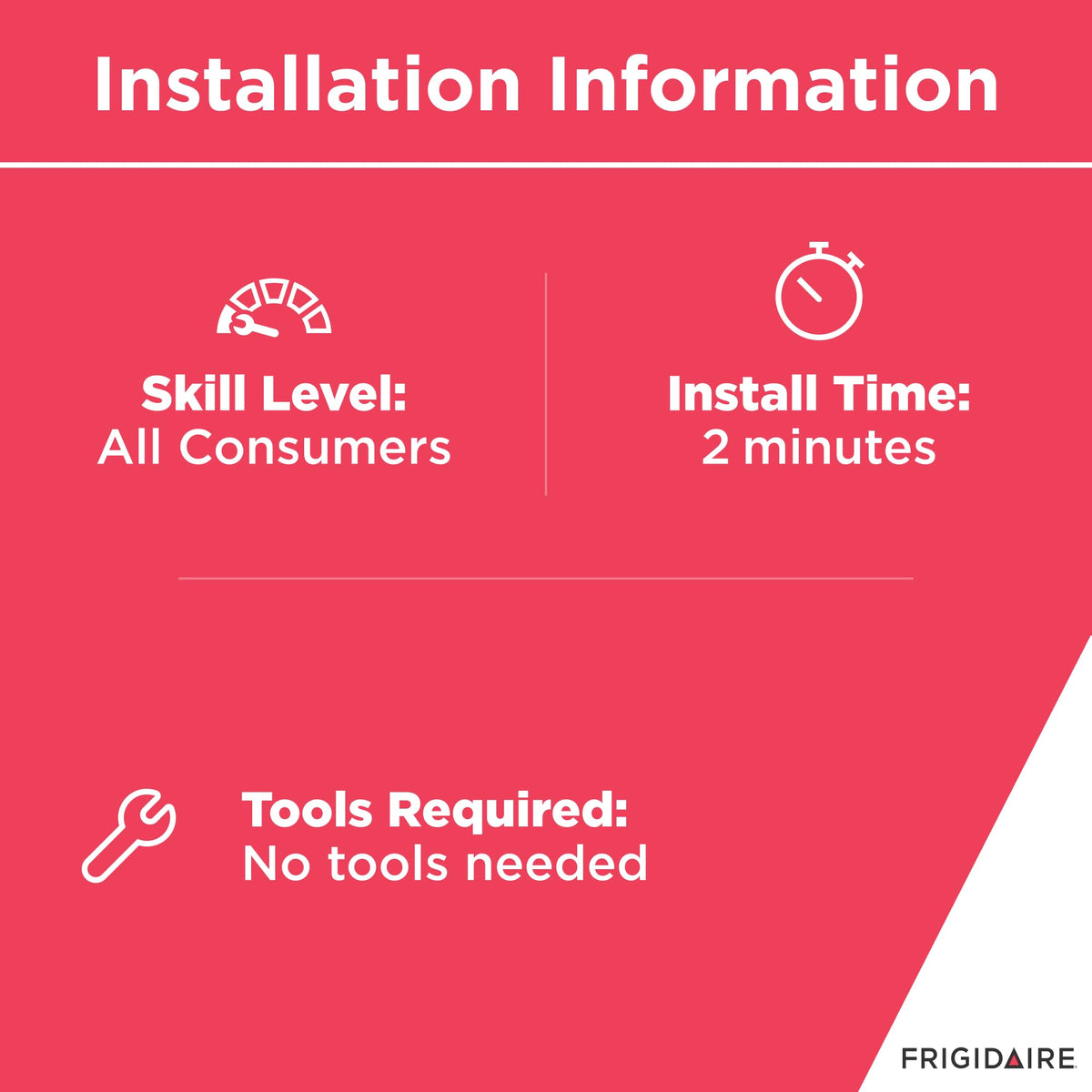 Compact dimensions and weight help verify compatibility with Frigidaire appliances.