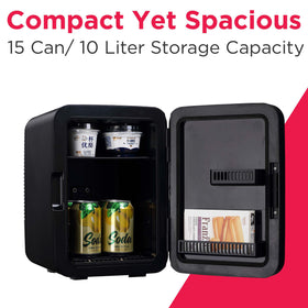 Frigidaire mini fridge cans-storage demonstrates compact cooling for 15 cans anywhere.