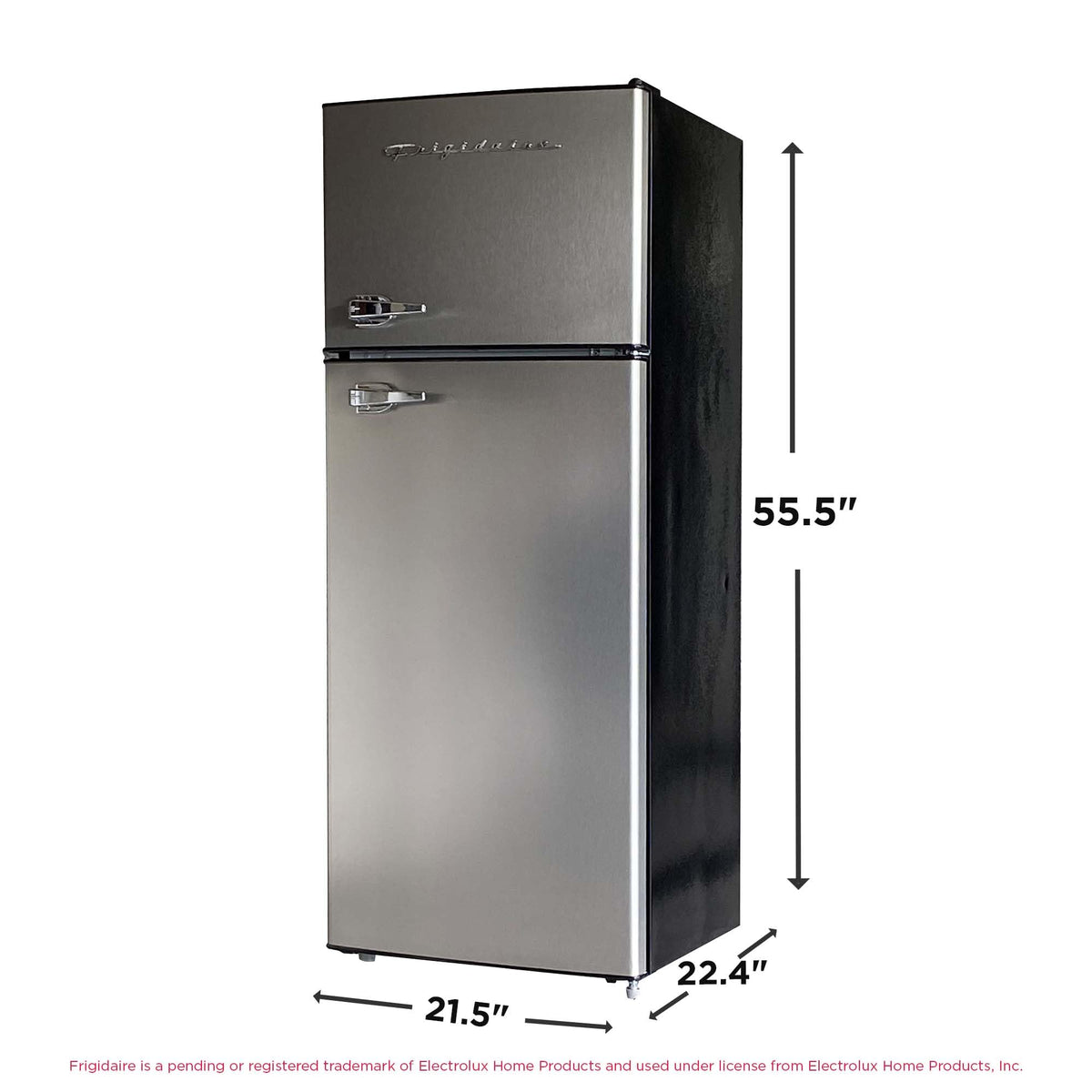 Frigidaire platinum design with chrome trim adds upscale appeal.