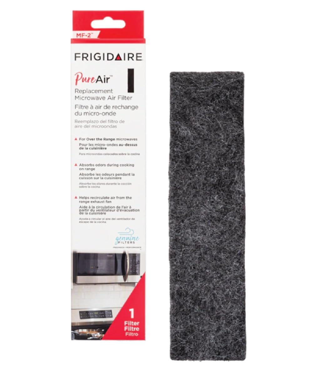 Frigidaire Pure Air carbon filter installation for over-the-range microwave improves kitchen air quality.