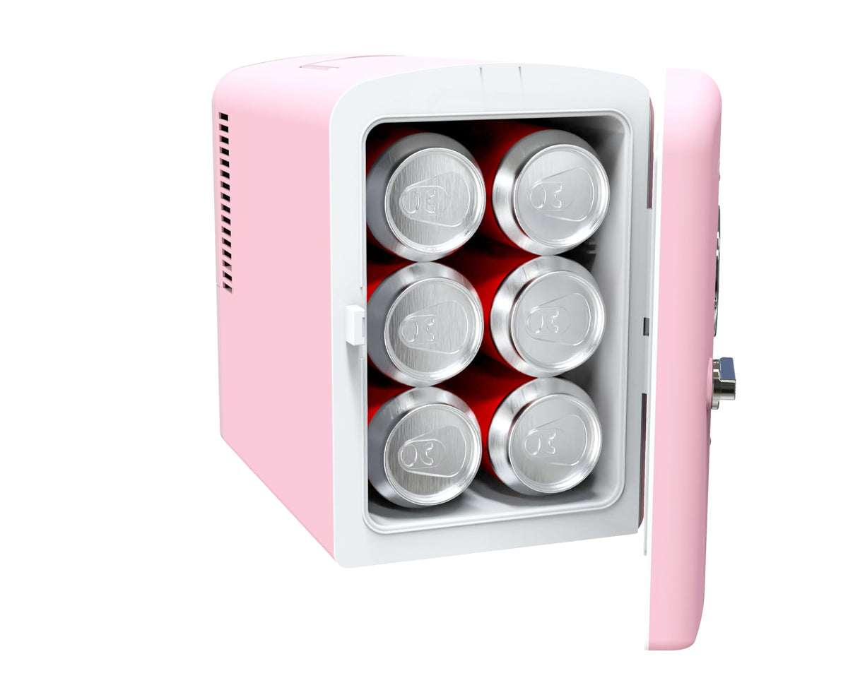 Frigidaire Retro mini fridge with portable handle; ideal for travel and dorms.