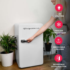 Frigidaire Retro Compact Refrigerator 2L bottle storage in door