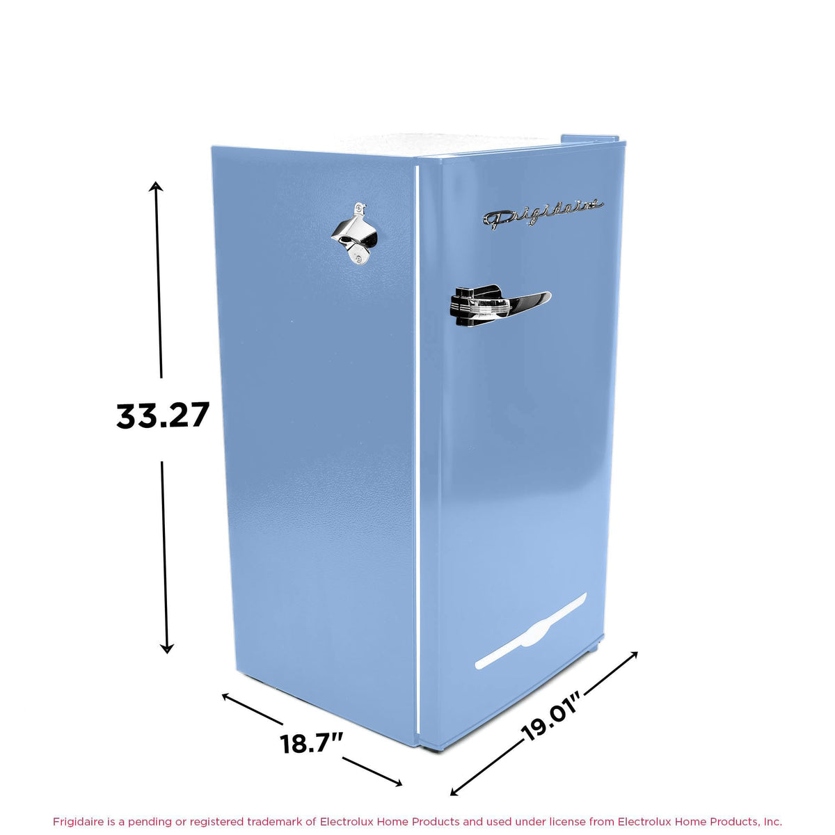 Frigidaire Retro Compact Fridge chiller compartment keeps ice and frozen treats ready.